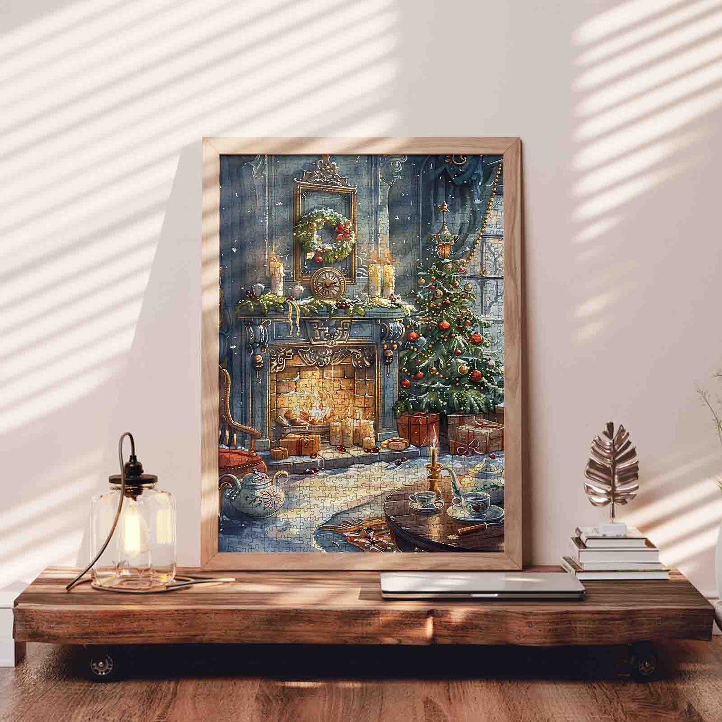 Cozy Holiday Hearth Scene Jigsaw Puzzle