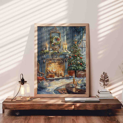 Cozy Holiday Hearth Scene Jigsaw Puzzle