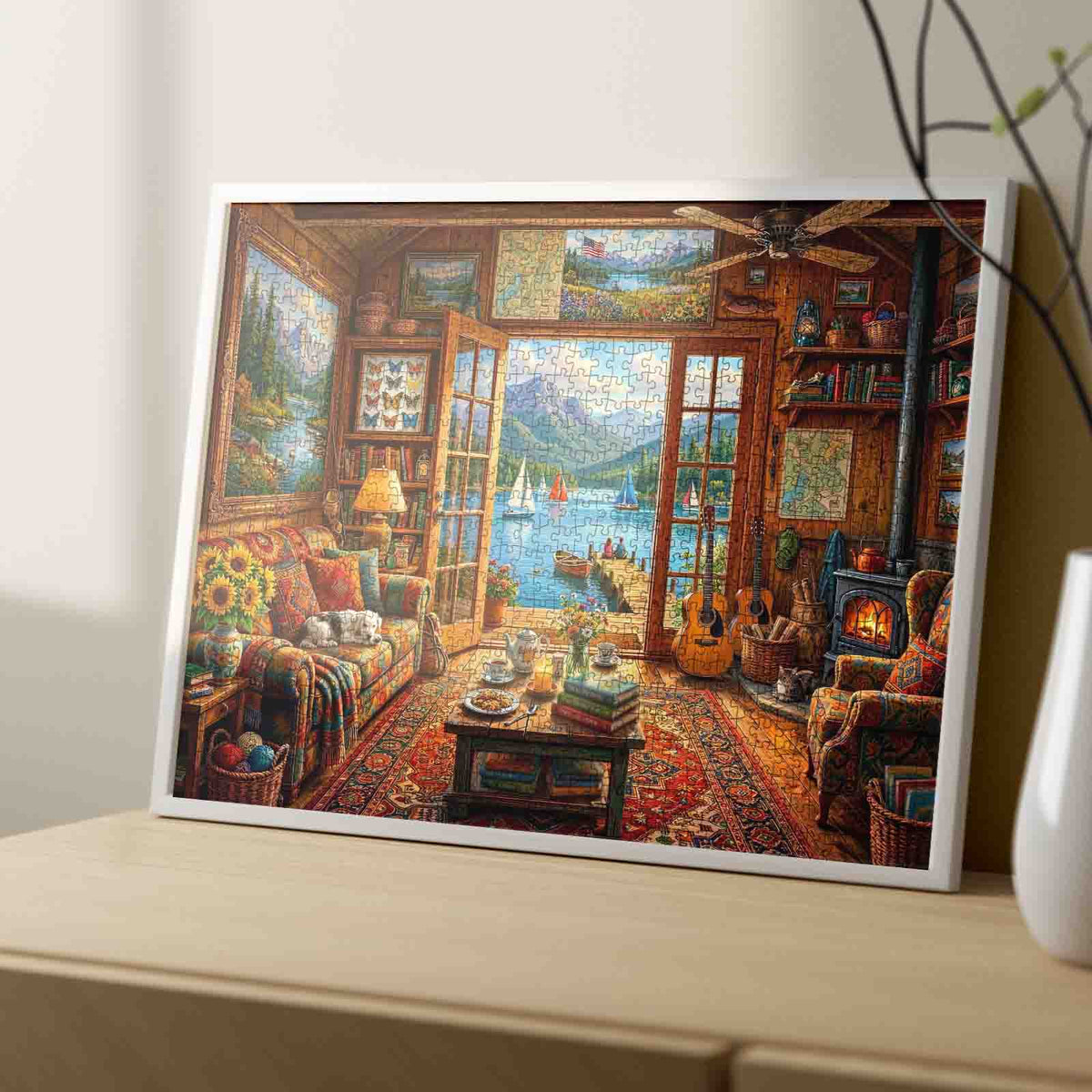 Cozy Lakeside Cabin Retreat Jigsaw Puzzle
