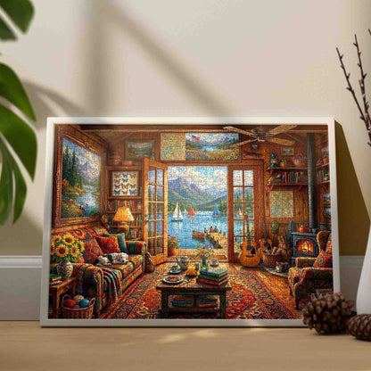 Cozy Lakeside Cabin Retreat Jigsaw Puzzle