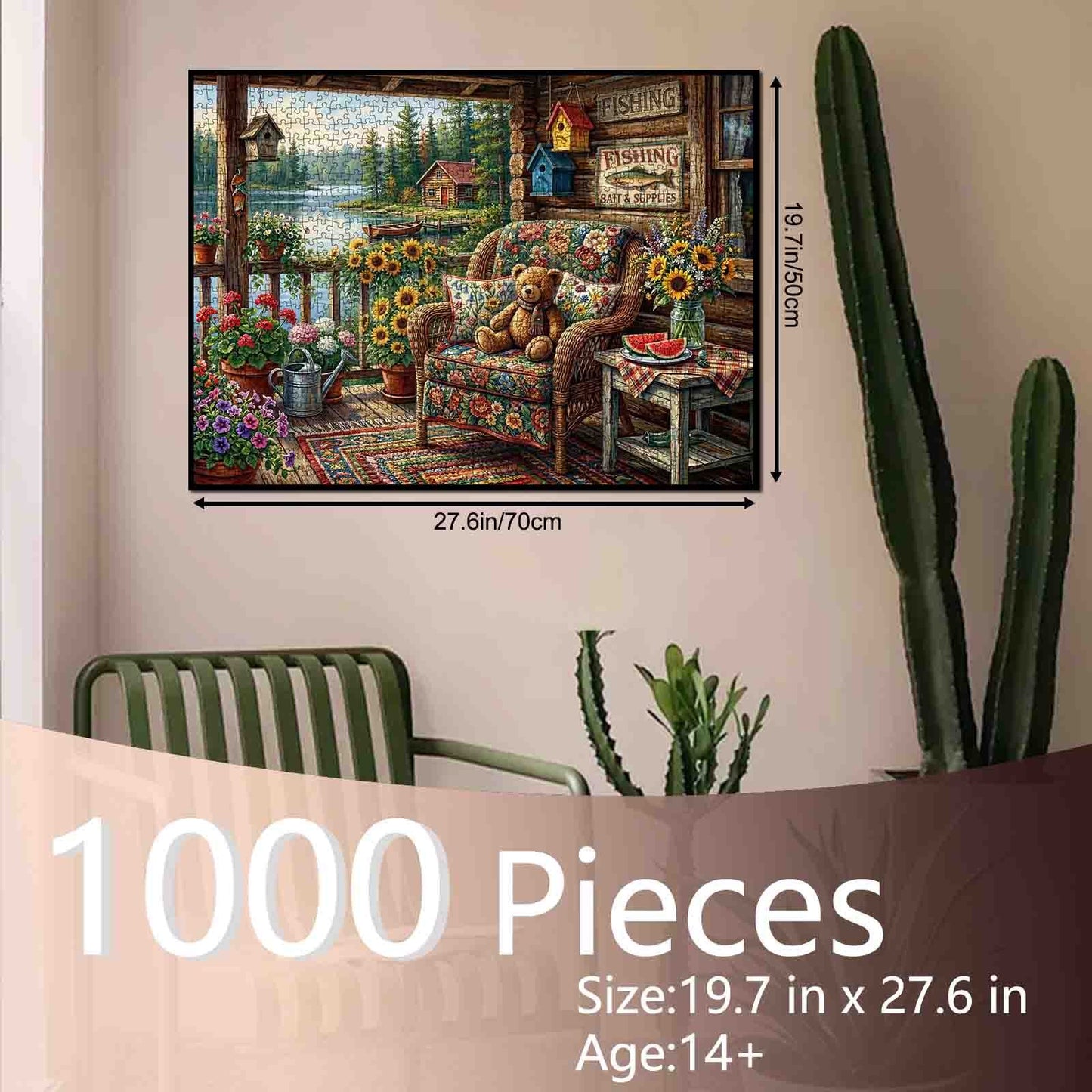 Cozy Lakeside Porch Teddy Garden Jigsaw Puzzle