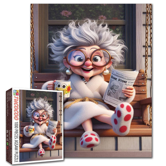 Cozy Morning Granny Reading Jigsaw Puzzle