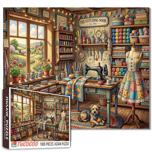 Cozy Sewing and Quilting Room Jigsaw Puzzle
