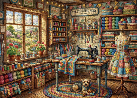 Cozy Sewing and Quilting Room Jigsaw Puzzle