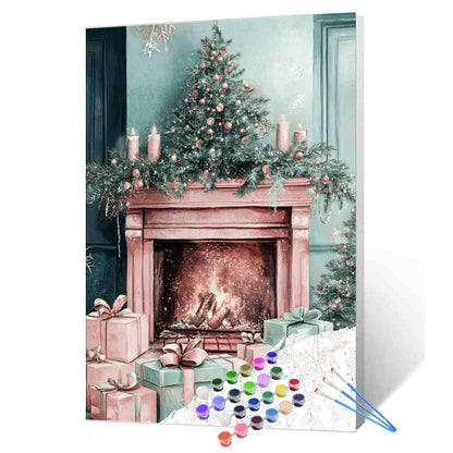 Cozy Fireplace Christmas Paint by Numbers