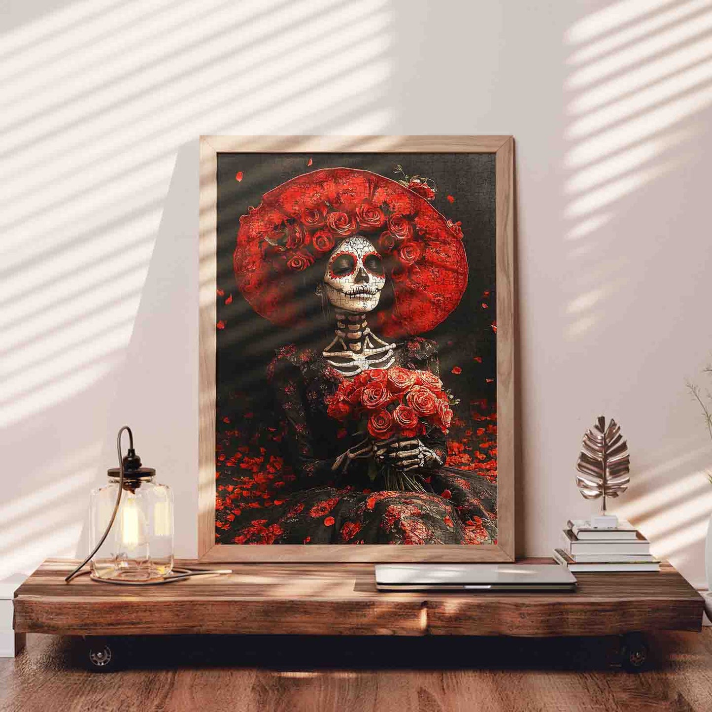 Crimson Rose Skeleton Lady Jigsaw Puzzle