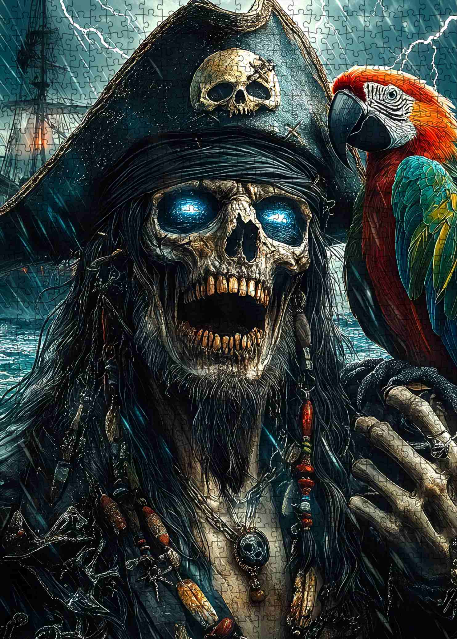 Cursed Pirate Skull Parrot Jigsaw Puzzle – Tucocoo