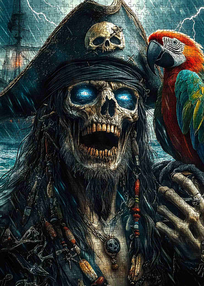 Cursed Pirate Skull Parrot Jigsaw Puzzle
