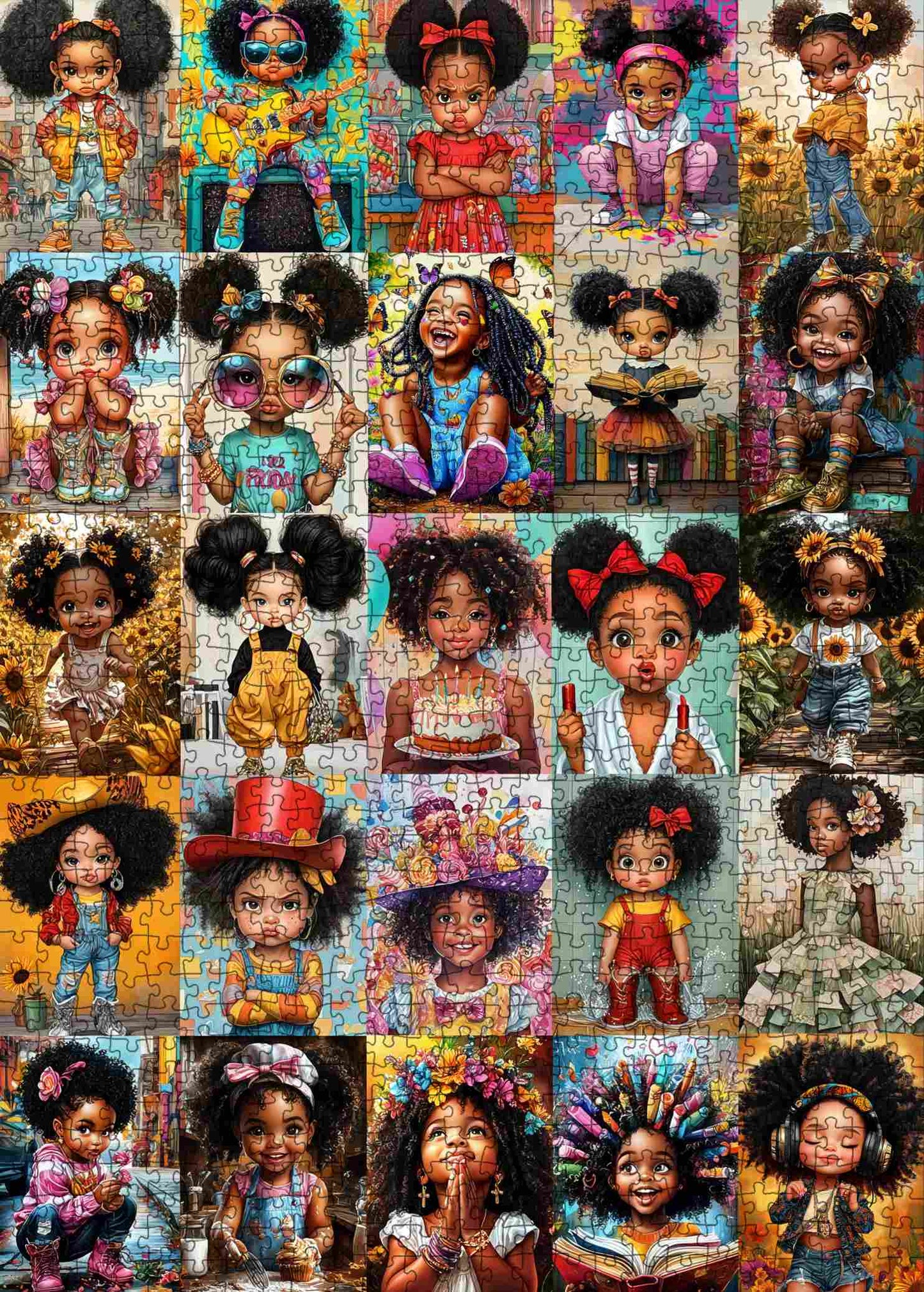 Cute Black Girl Moments Collage Jigsaw Puzzle