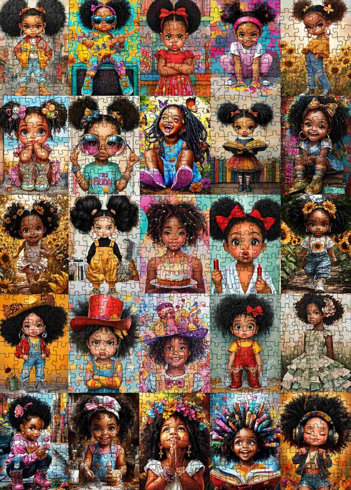 Cute Black Girl Moments Collage Jigsaw Puzzle