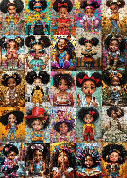 Cute Black Girl Moments Collage Jigsaw Puzzle