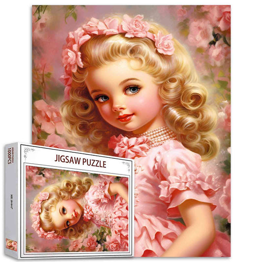 Vintage Rose Girl Jigsaw Puzzle