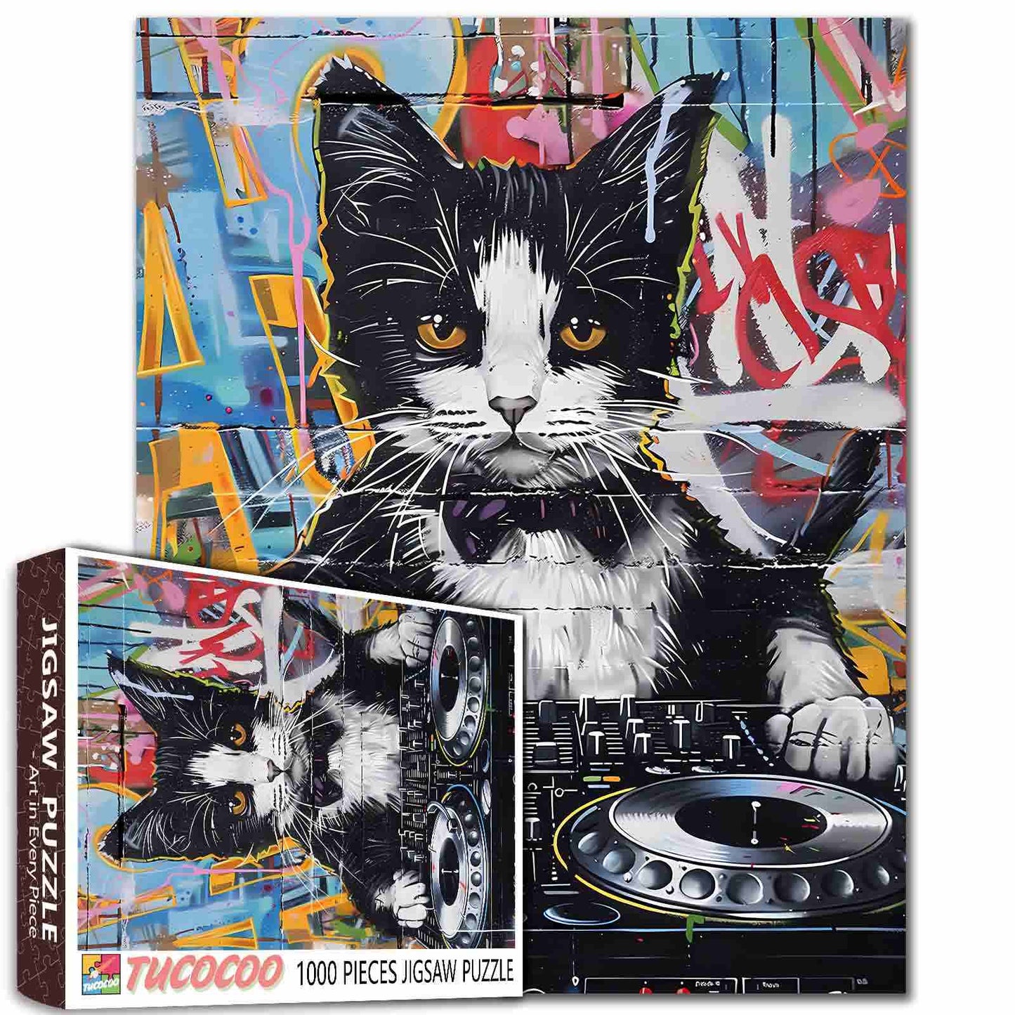 DJ Cat Graffiti Jigsaw Puzzle