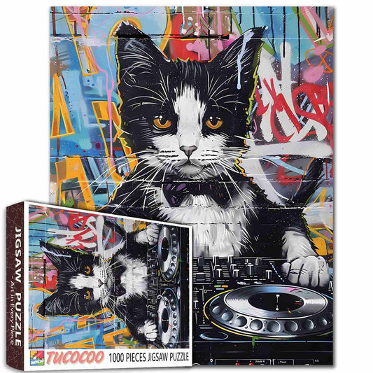 DJ Cat Graffiti Jigsaw Puzzle