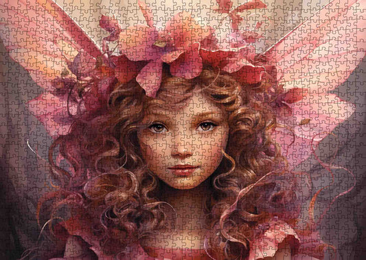 Delicate Fairy with Pink Petal Crown Jigsaw Puzzle