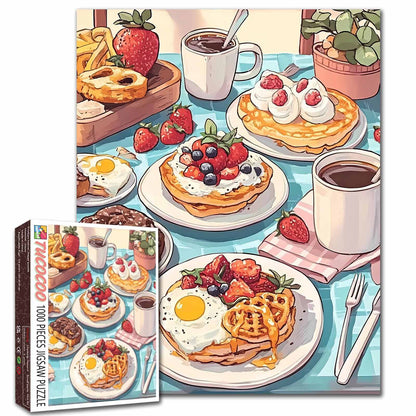 Delightful Brunch Feast on Sunny Table Jigsaw Puzzle