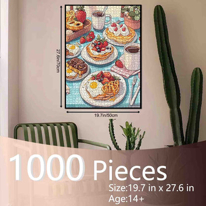 Delightful Brunch Feast on Sunny Table Jigsaw Puzzle