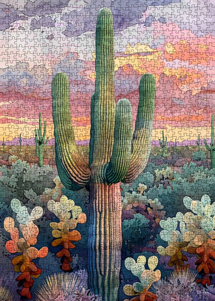 Desert Cactus Sunset Jigsaw Puzzle