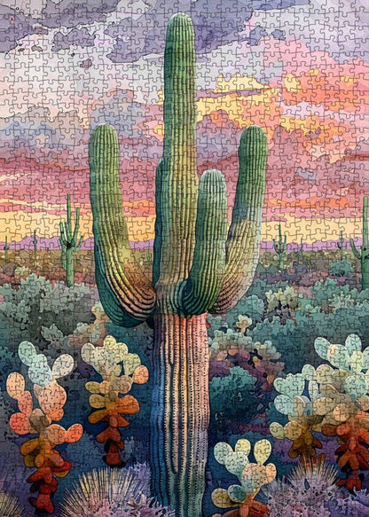 Desert Cactus Sunset Jigsaw Puzzle