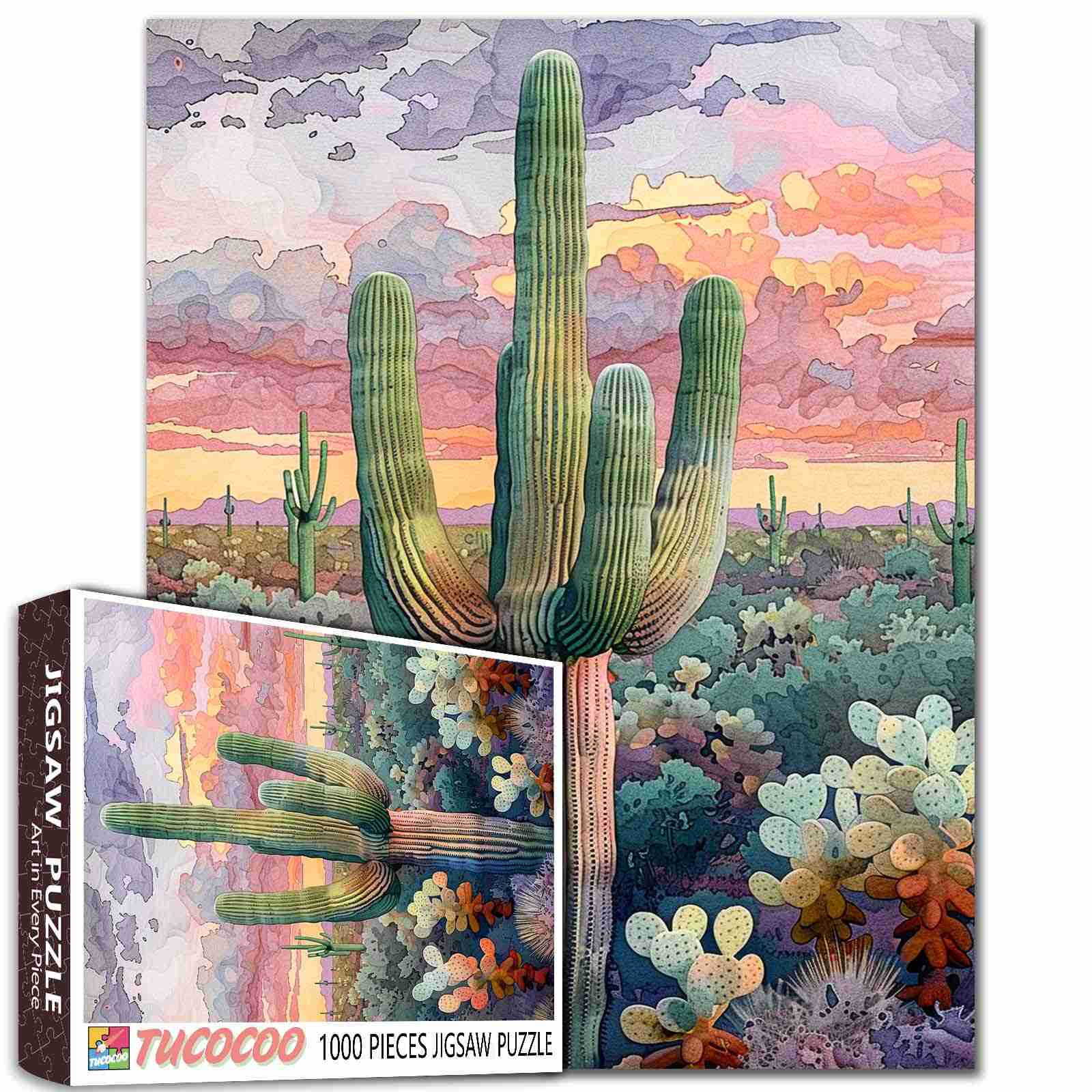 Desert Cactus Sunset Jigsaw Puzzle