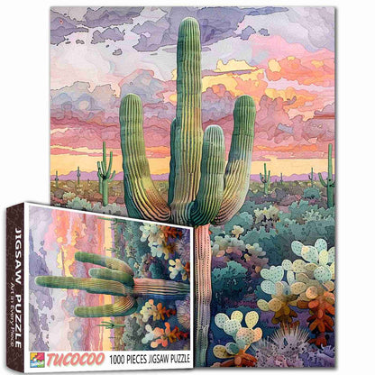 Desert Cactus Sunset Jigsaw Puzzle