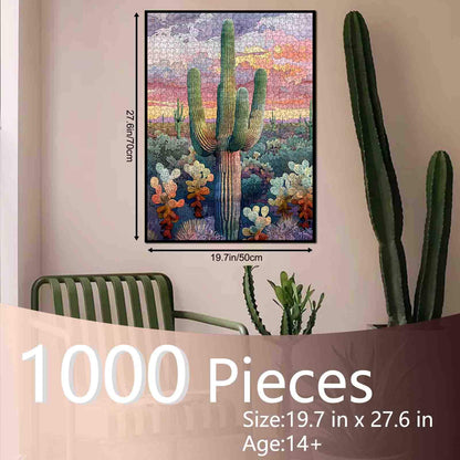 Desert Cactus Sunset Jigsaw Puzzle
