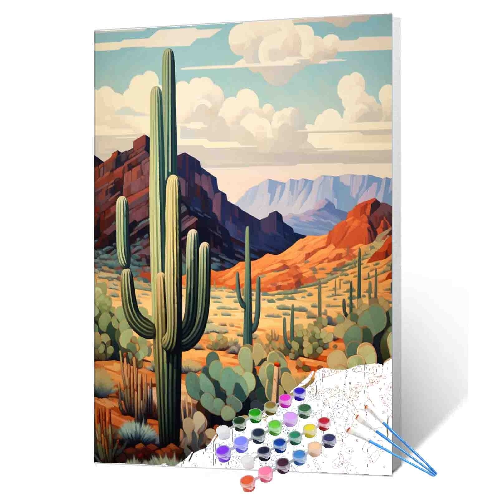 Desert Cactus Landscape paint by numbers
