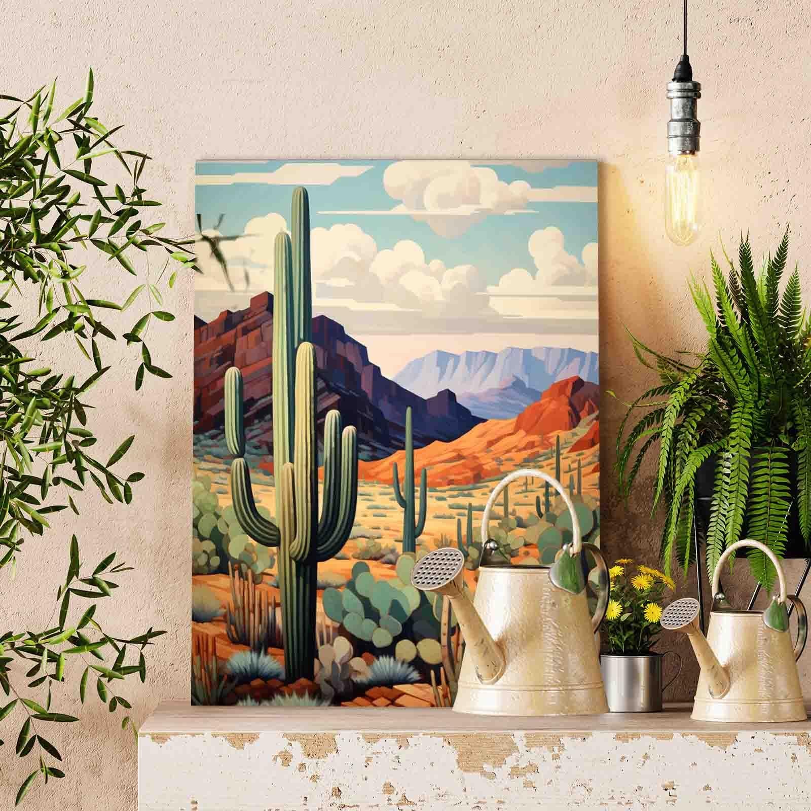 Desert Cactus Landscape paint by numbers