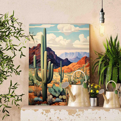 Desert Cactus Landscape paint by numbers