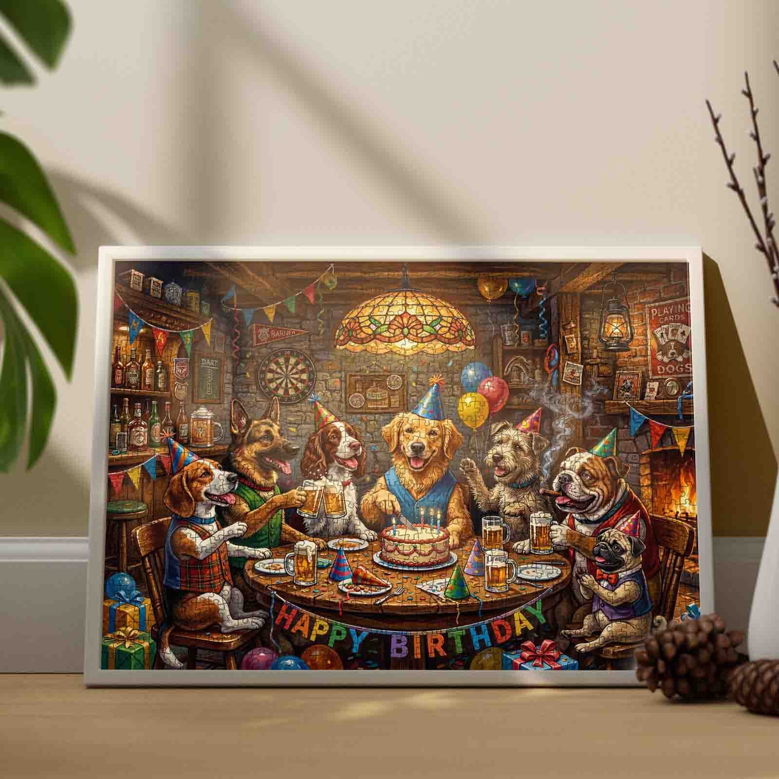 Dog Birthday Party Pub Celebration Jigsaw Puzzle