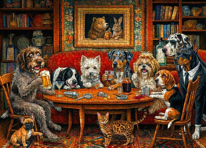 Dogs Happy Hour Club Gathering Jigsaw Puzzle