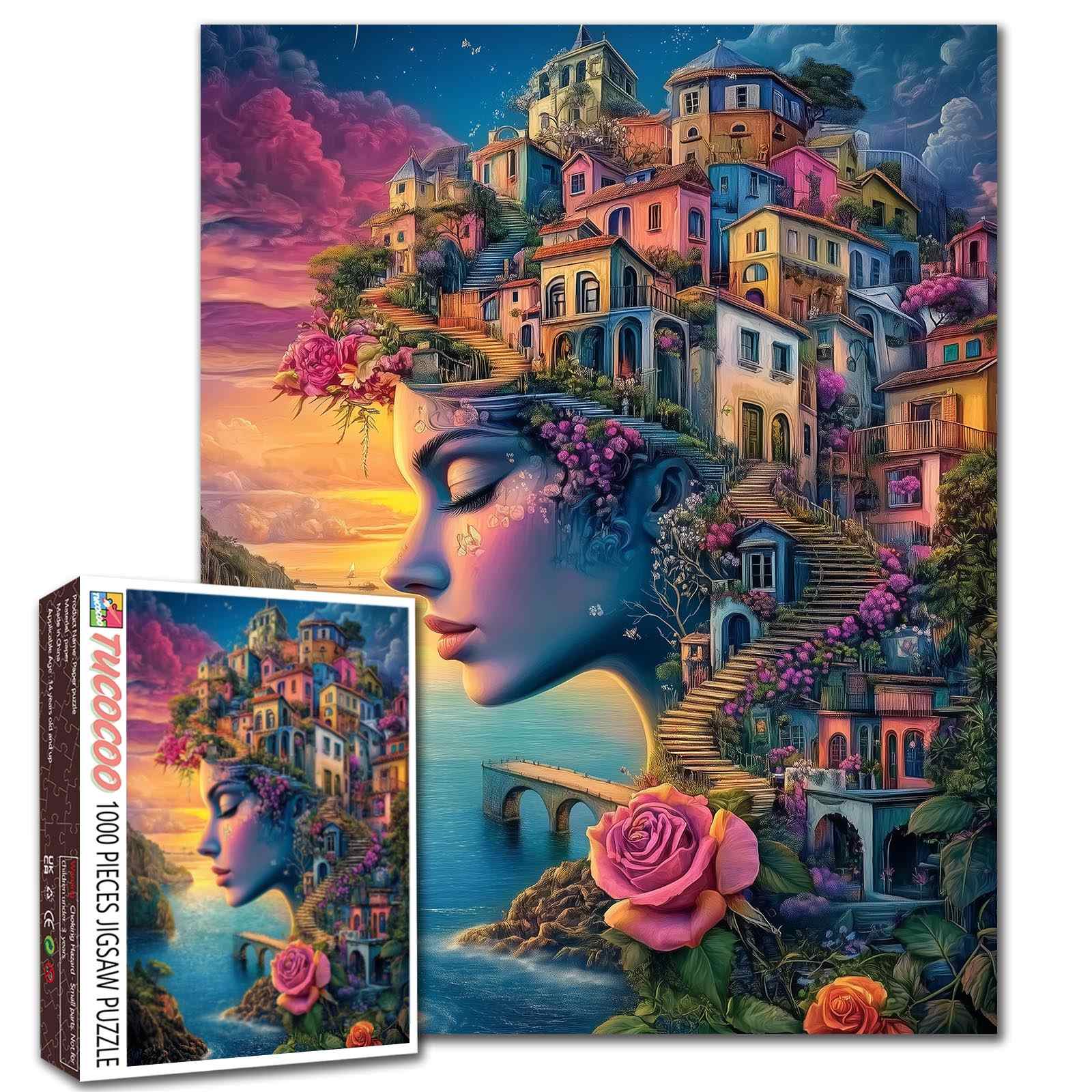 Dreamy Seaside Town Face Jigsaw Puzzle
