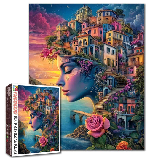 Dreamy Seaside Town Face Jigsaw Puzzle