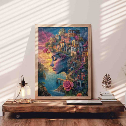 Dreamy Seaside Town Face Jigsaw Puzzle