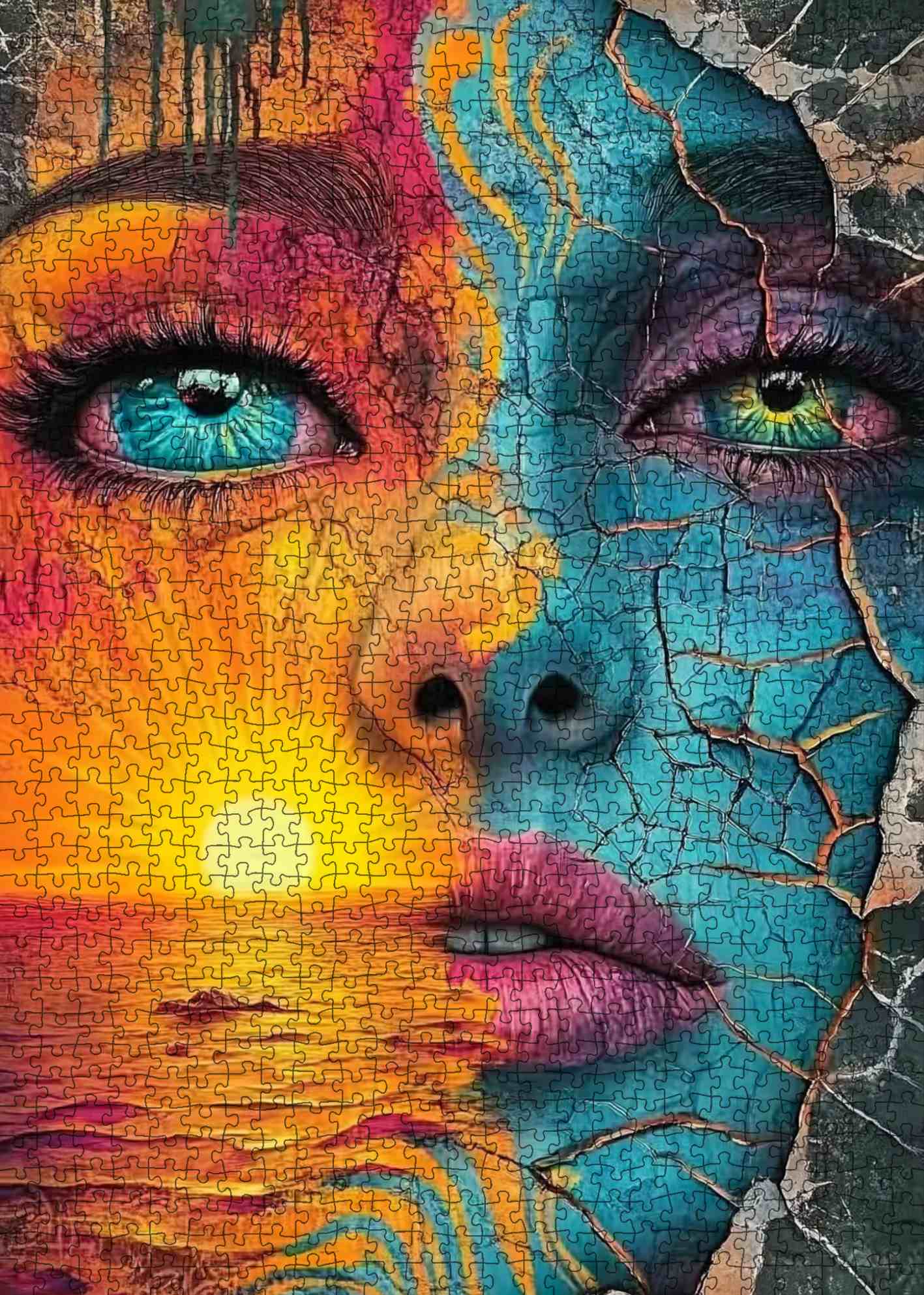 Dual Nature Graffiti Woman Jigsaw Puzzle