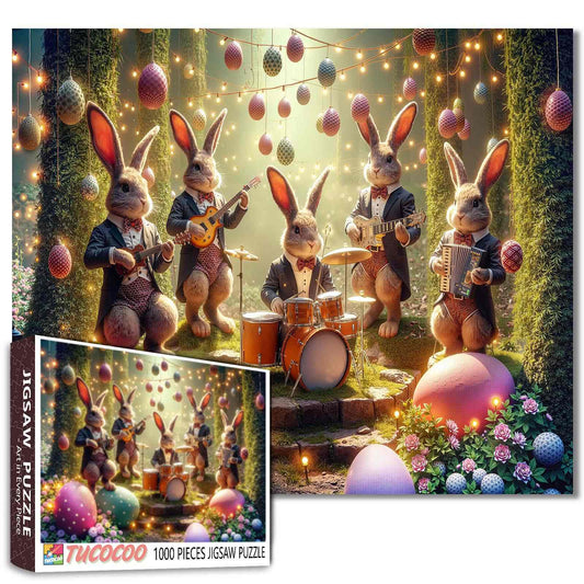 Easter Bunny Band Garden Concert Jigsaw Puzzle