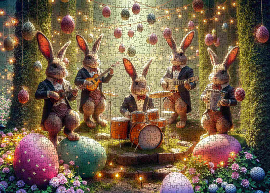 Easter Bunny Band Garden Concert Jigsaw Puzzle