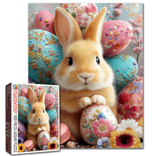 Easter Bunny Floral Eggs Delight Jigsaw Puzzle