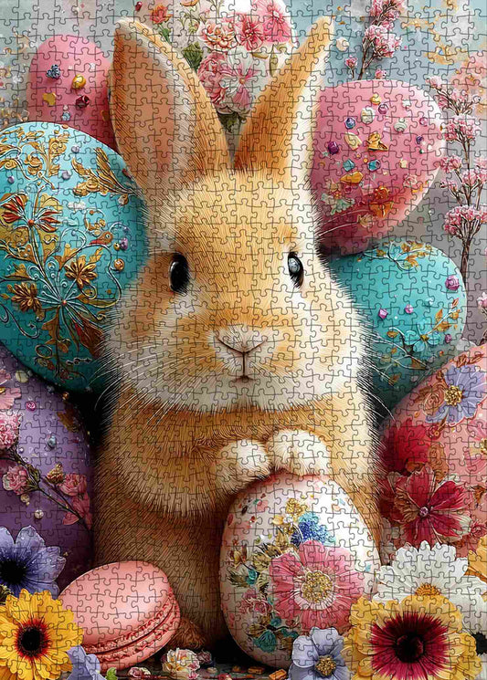 Easter Bunny Floral Eggs Delight Jigsaw Puzzle