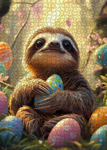 Sloth with Easter Eggs Jigsaw Puzzle