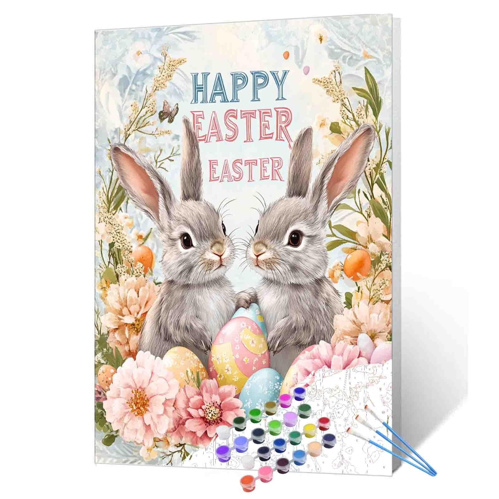 Easter Bunnies and Blossoms Paint by Numbers