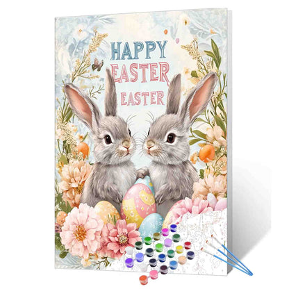 Easter Bunnies and Blossoms Paint by Numbers