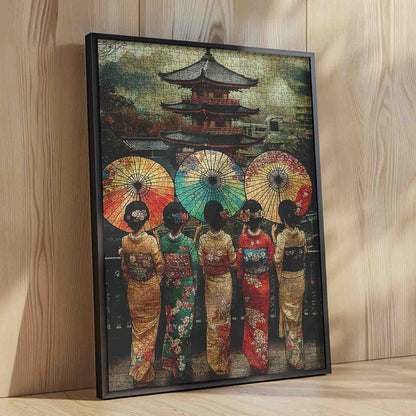 Elegant Kimono Girls Kyoto Pagoda Jigsaw Puzzle