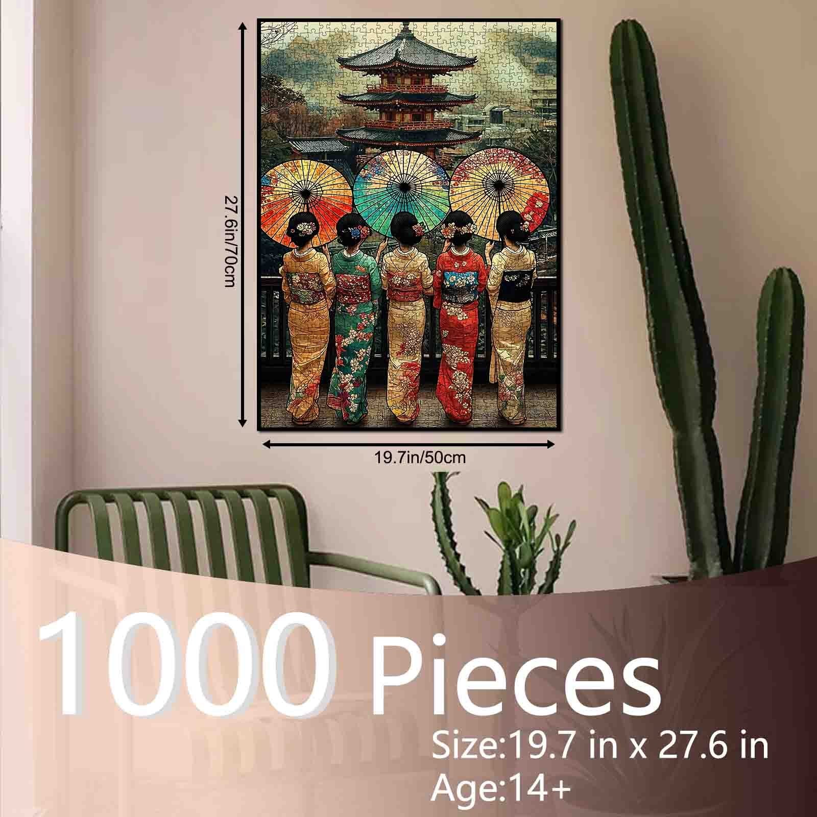 Elegant Kimono Girls Kyoto Pagoda Jigsaw Puzzle