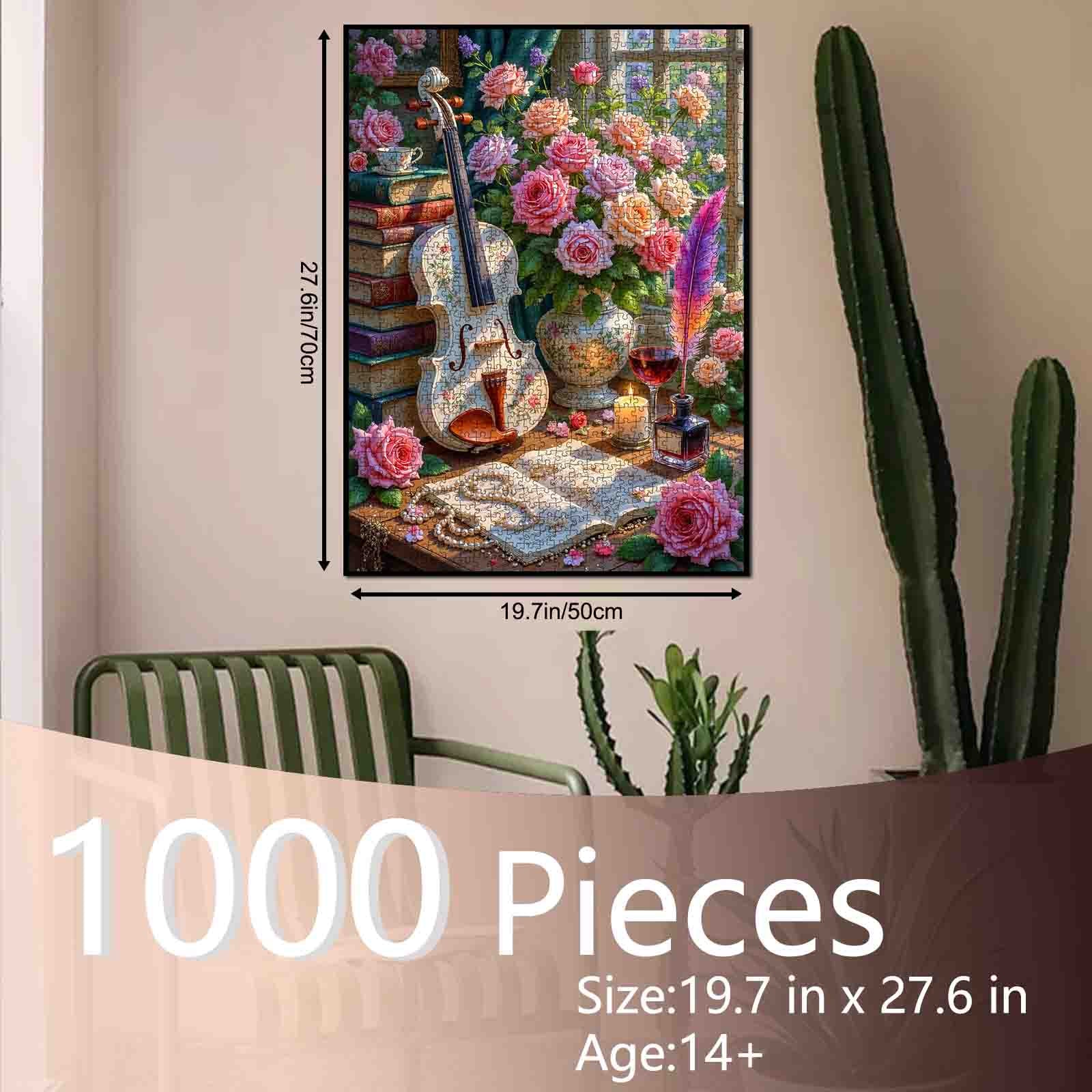 Elegant Roses And Violin Jigsaw Puzzle