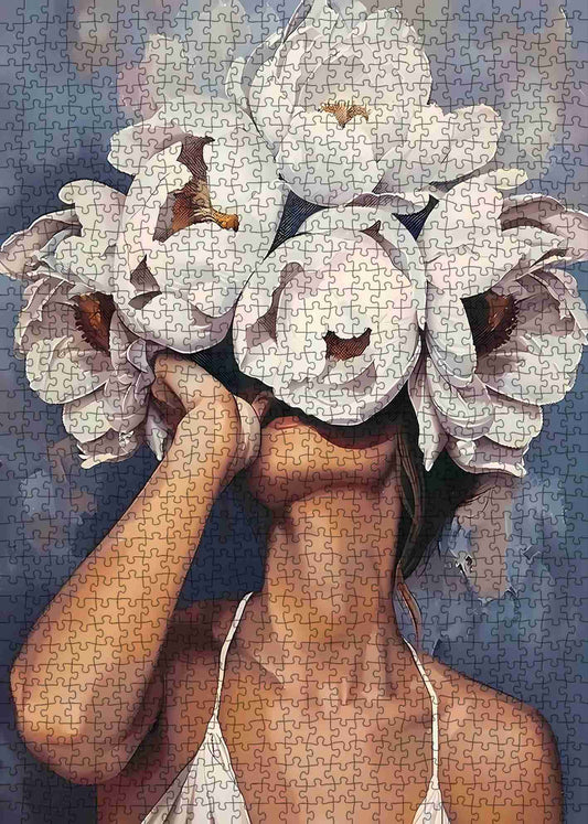 Elegant White Flower Portrait Jigsaw Puzzle