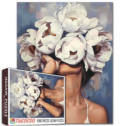 Elegant White Flower Portrait Jigsaw Puzzle