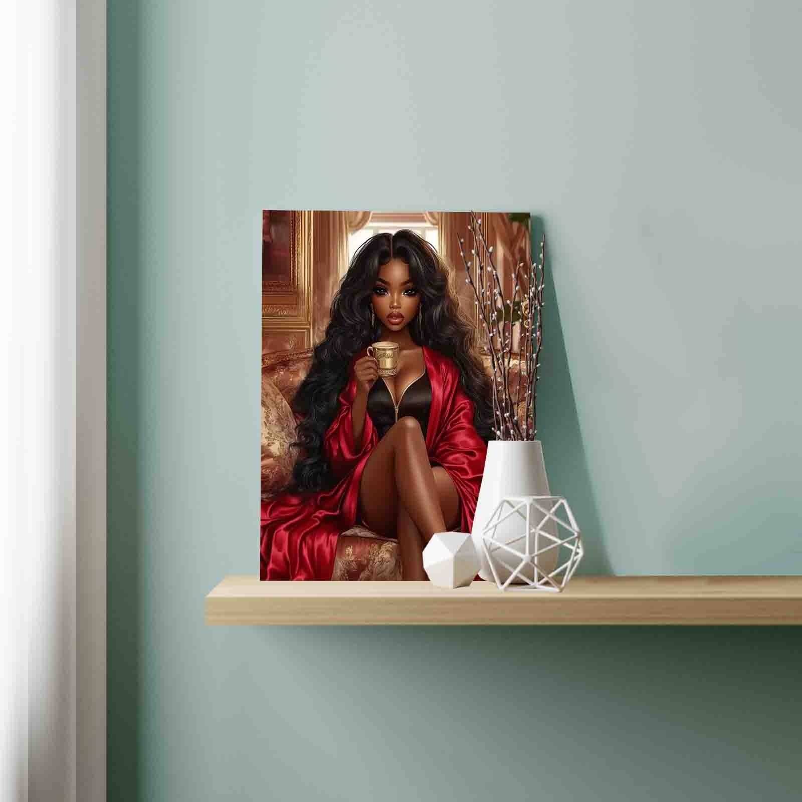 Elegant Red Robe Lady Paint by Numbers