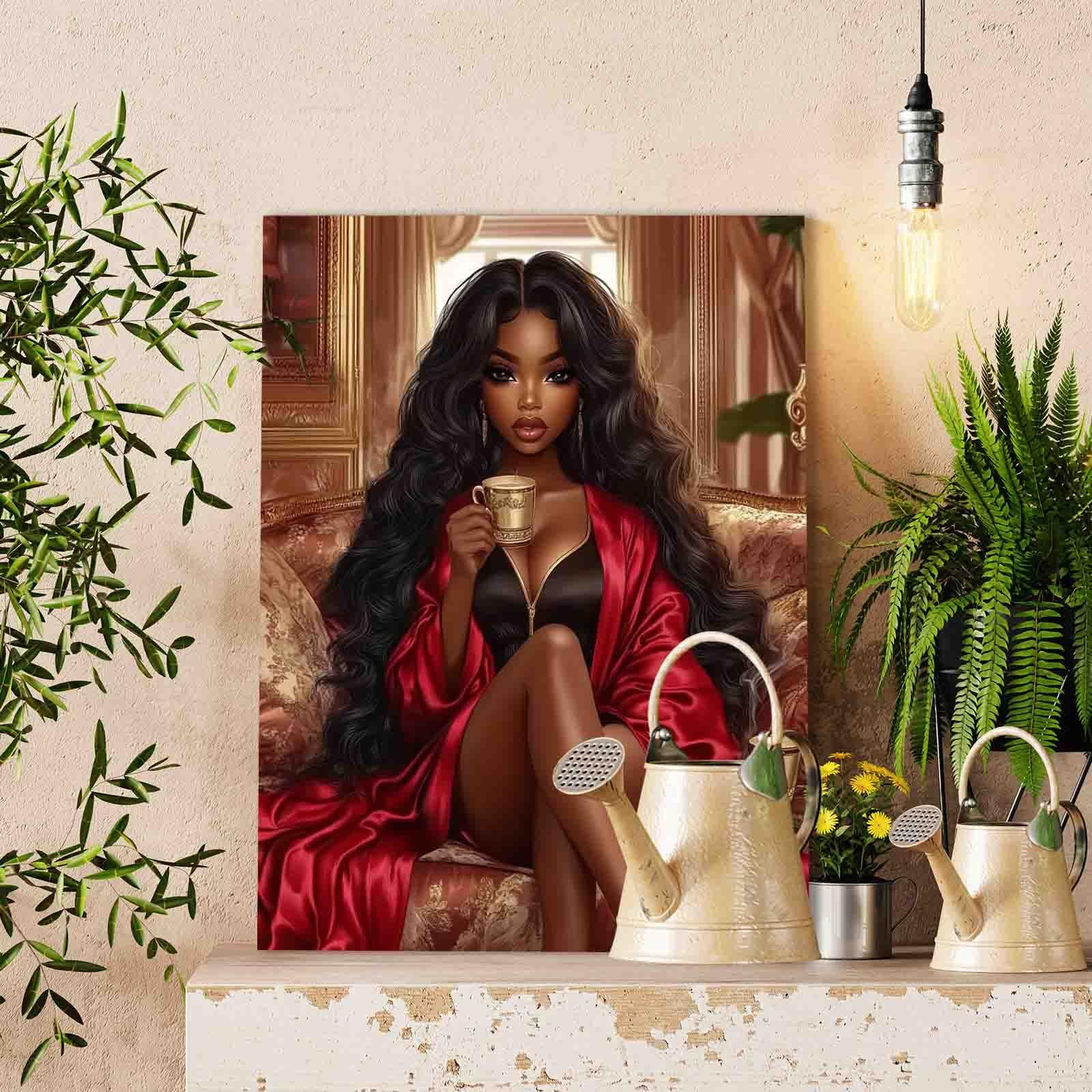 Elegant Red Robe Lady Paint by Numbers