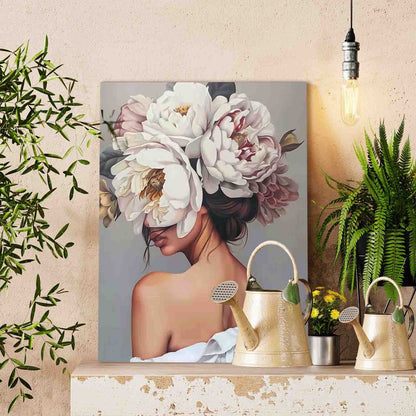 Fashion Girl with Flowers on Head Paint by Numbers